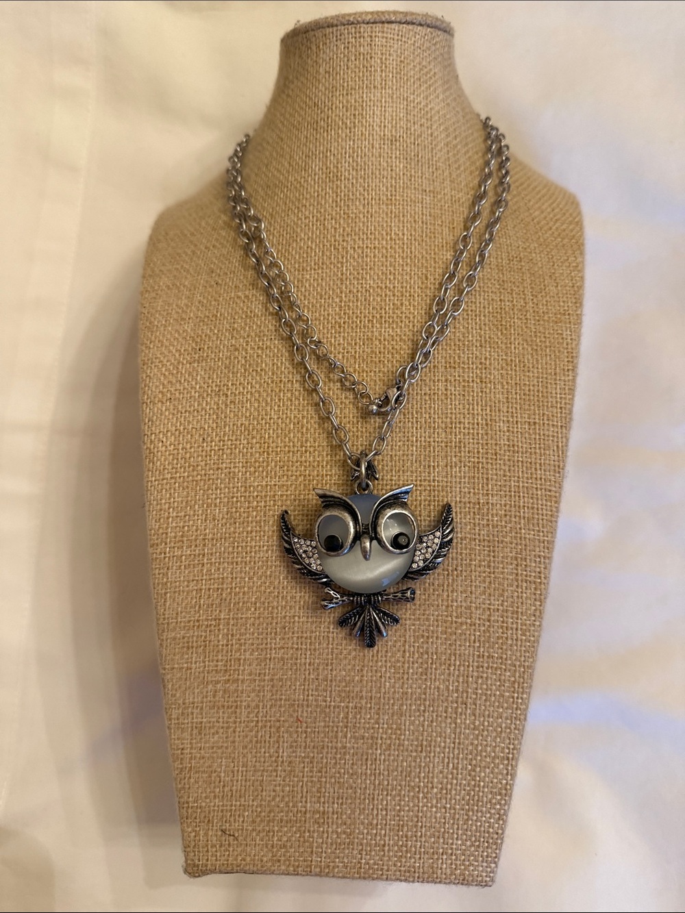 Silver-Tone Owl Pendant Necklace